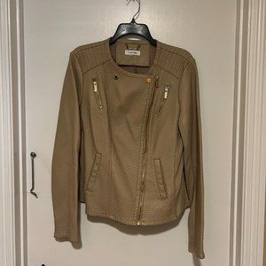 Calvin Klein Tan Vegan Leather Jacket Size L